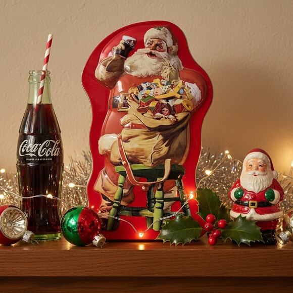 Retro Coca-Cola Santa Shaped Tin – Vintage 1990s Christmas Collectible Storage - Picture 2 of 10